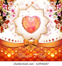 Valentine's day card with hearts and flowers