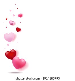 Valentines Day Card With Hearts With Gradient Mesh, Vector Illustration