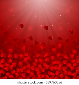 Valentine's day card hearts light vector background .