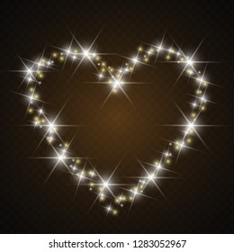 Valentine's Day Card with Hearts. Lights and Blurs. Love heart background. Luminous heart.