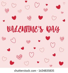 valentines day card with hearts on pink background