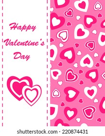 valentine's day card.two hearts on a background with hearts, vector
