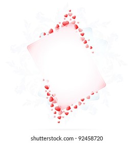 Valentines Day Card with hearts on white background