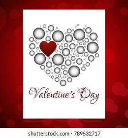 Valentine's day card with hearts and pattern background