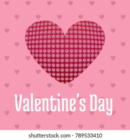 Valentine's day card with hearts and pattern pink background
