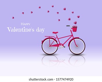 Valentine's day card with hearts and red Bicycle