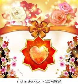 Valentine's day card with hearts and roses
