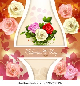 Valentine's day card with hearts and roses