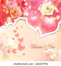 Valentine's day card with hearts and roses