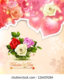 Valentine's day card with hearts and roses