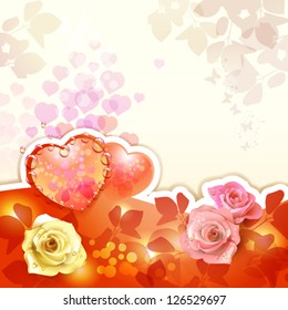 Valentine's day card with hearts and roses