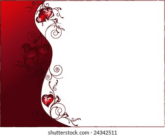 Valentine`s day card with hearts an swirls