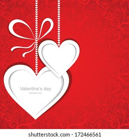 Valentines day card with hearts. Vector illustration.