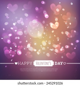 Valentine`s Day Card With Hearts, Vector Illustration