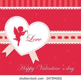 Valentines Day Card With Hearts, Vector Illustration
