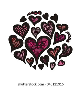 Valentines day card with hearts vector illustration
