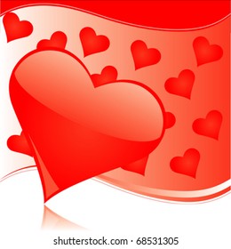 A Valentine's day card with hearts. Vector illustration.