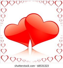 A Valentine's day card with hearts. Vector illustration.