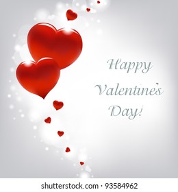 Valentines Day Card With Hearts, Vector Illustration