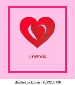 Valentine's Day Card with Heart-shaped Red