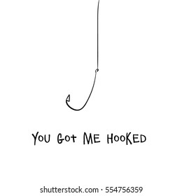 Valentines day card. Hook with quote isolated