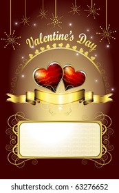 Valentine's day card, illustration with hearts of love