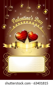 Valentine's day card, illustration with hearts of love