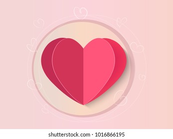 Valentine`s day card illustration. Paper Heart design. Save date holiday card. Vector illustration.