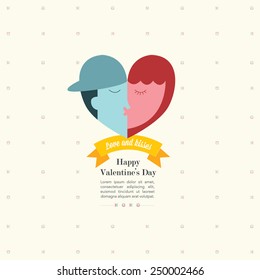 Valentine's day card with illustrations and typography elements/Couple in love/Wedding Invitation/Hug and kisses vector art