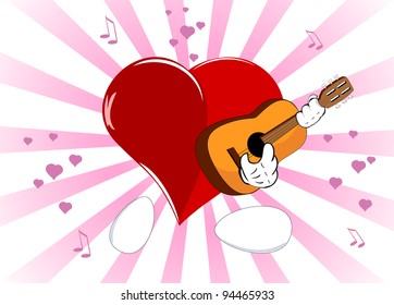 valentine's day card with image of singing heart