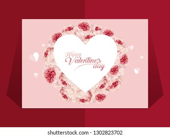 Valentine's day card and invitation with pink roses