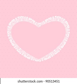Valentines day card with lace  heart