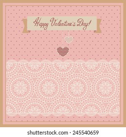 Valentine's Day Card with Lace. Vector Illustration.