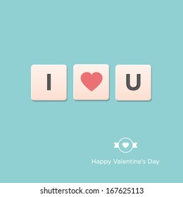 Valentines day card. Letter alphabet. Vector design editable.