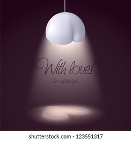 Valentine's day card with lighting in the shape of heart