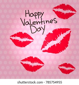 Valentine`s day card with lips