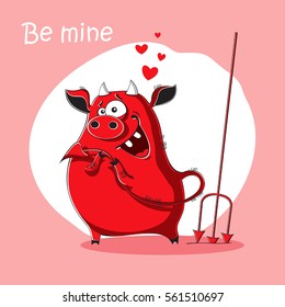 Valentines Day card with a Love devil