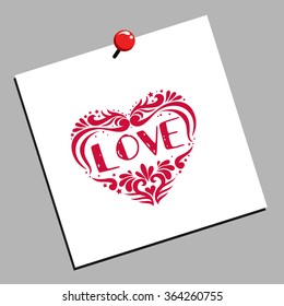Valentines Day card. Love. Hand drawn poster with typography heart. Can be used as a greeting card, print on T-shirt, bags, decor element 