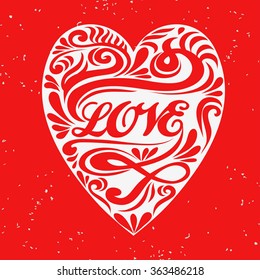 Valentines Day card. Love. Heart. Typographic and  lettering. Valentine's card.