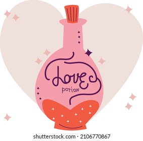 Valentine's day card. Love potion illustration. Cute illustration for Valentine's day