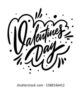 Valentine's day card. Modern calligraphy. Black ink. Hand drawn vector illustration. Isolated on white background.