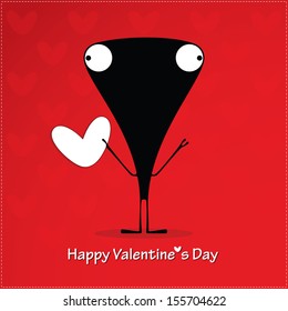 Valentine`s day card with monster and heart