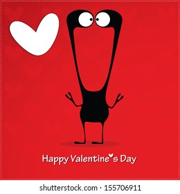Valentine`s day card with monster and heart
