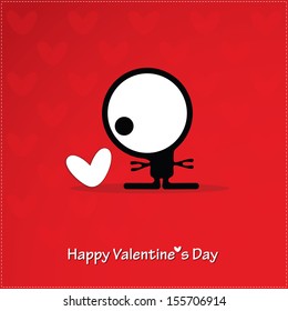 Valentine`s day card with monster and heart