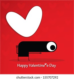 Valentine`s day card with monster and heart