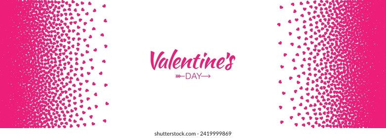 
Valentines day card o banner. Pink hearts gradient frame isolated on white background. Valentine's day border or frame design. Vector illustration. 