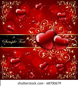 Valentine's Day card with ornate elements, illustration