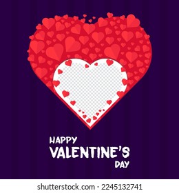 Valentine's day card with over flowing hearts. Vector stock illustration