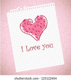 Valentines day card over paper background vector illustration