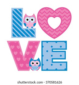 Valentine's Day Card with Owls.